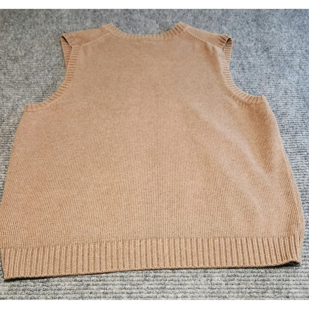 LL Bean Mens V-Neck Sweater Vest Tan Brown 100% Cotton Knit Large L-REG 0FW80 - Picture 6 of 6